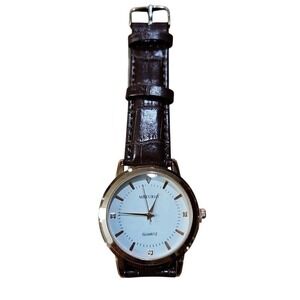 NEW Mreurio Mens Rose Gold Tone Leather Analog Quartz Watch Hours NIB In Box